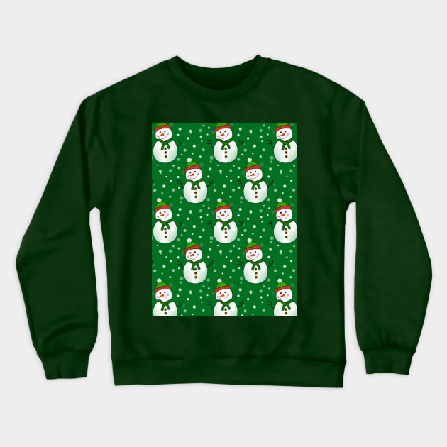 GREEN Snowman Pattern Crewneck Sweatshirt by SartorisArt1